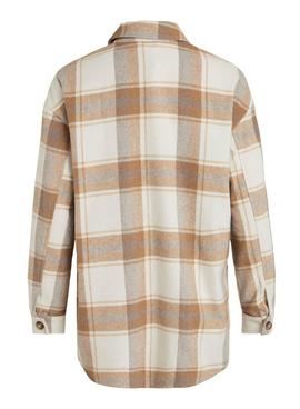 Overshirt Vila Kimmi Check Frames Bege Mulher