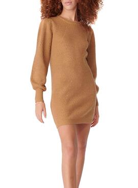 Vestido Naf Naf Knitted Camel para Mulher