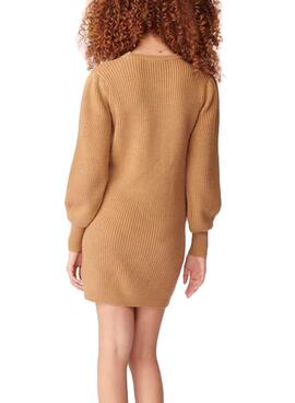 Vestido Naf Naf Knitted Camel para Mulher
