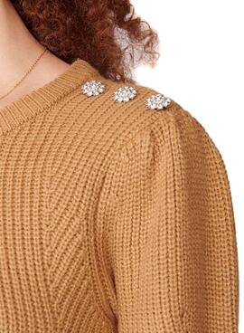 Vestido Naf Naf Knitted Camel para Mulher