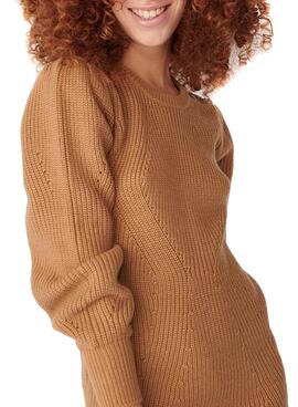 Vestido Naf Naf Knitted Camel para Mulher