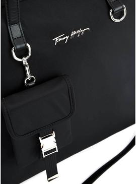 Bolsa Tommy Hilfiger Relaxado Tote Preto Para Mulher