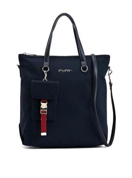 Bolsa Tommy Hilfiger relaxado Tote Azul Marinho Mulher
