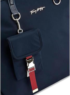 Bolsa Tommy Hilfiger relaxado Tote Azul Marinho Mulher