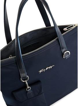 Bolsa Tommy Hilfiger relaxado Tote Azul Marinho Mulher