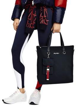 Bolsa Tommy Hilfiger relaxado Tote Azul Marinho Mulher
