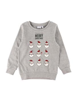 Sweat Name It Vismas Papai Noel Cinza Mini Menino