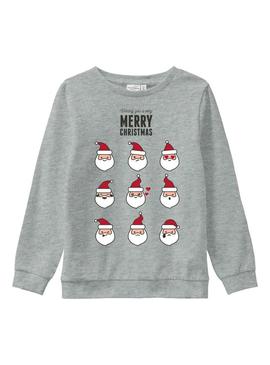 Sweat Name It Vismas Papai Noel Cinza Kids Menino