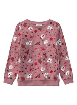 Sweat Name It Vismas Natal Rosa para Menina