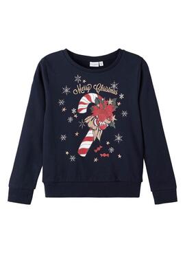 Sweat Name It Vismas Natal Azul Marinho Para Menina