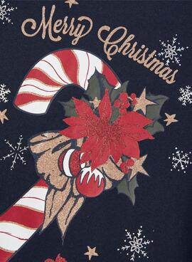 Sweat Name It Vismas Natal Azul Marinho Para Menina