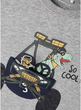 T-Shirt Name It Sten Cinza para Menino