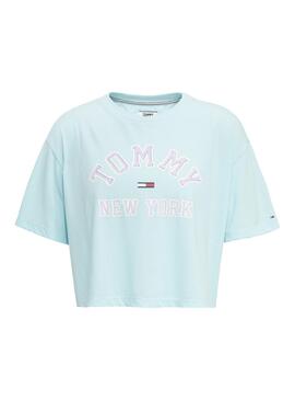T-Shirt Tommy Jeans Collegiate Crop Azul