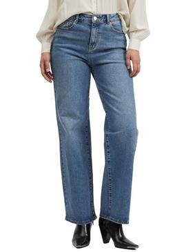 Jeans Vila Mais Wider Azul para Mulher