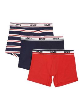 Box Gift 3 Boxer Levis Logo Azul y Vermelho Homem