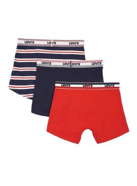 Box Gift 3 Boxer Levis Logo Azul y Vermelho Homem