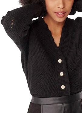 Casaca Naf Naf Knitted Preto Botões De ouro Mulher