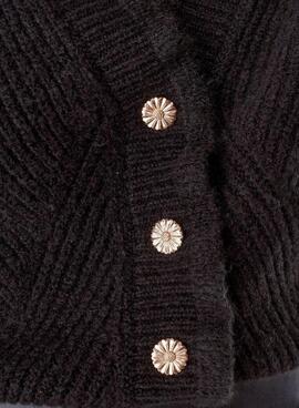 Casaca Naf Naf Knitted Preto Botões De ouro Mulher