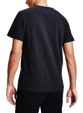 T-Shirt Tommy Jeans Pequeno logotipo linear Preto Homem