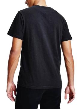 T-Shirt Tommy Jeans Pequeno logotipo linear Preto Homem