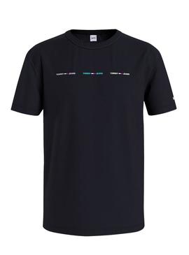 T-Shirt Tommy Jeans Pequeno logotipo linear Preto Homem