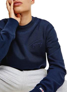 Sweat Tommy Jeans Assinatura Azul Marinho para Homem