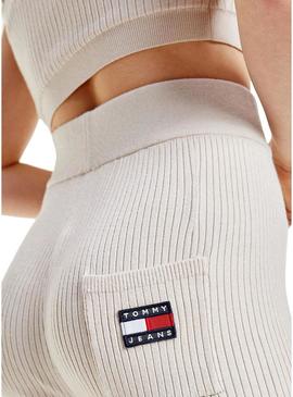 Calça Tommy Jeans Rib Badge Bege Bell