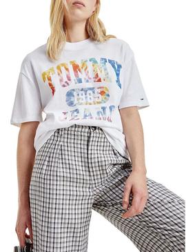 T-Shirt Tommy Jeans Tie Dye Oversized Para Mulher