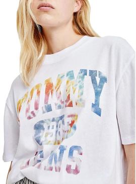 T-Shirt Tommy Jeans Tie Dye Oversized Para Mulher