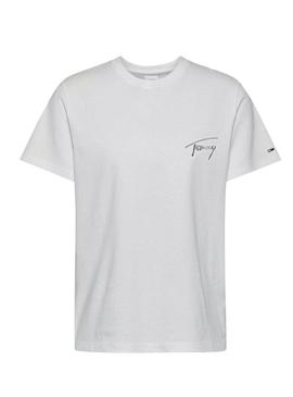 T-Shirt Tommy Jeans Signature Tommy Branco Mulher