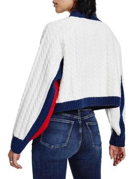 Camisola Tommy Jeans Crop Flag Para Mulher