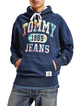 Sweat Tommy Jeans College Tie Dye Azul Homem