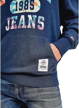 Sweat Tommy Jeans College Tie Dye Azul Homem