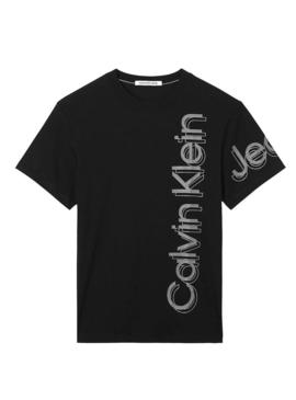 T-Shirt Calvin Klein Jeans Vertical Bold Preto