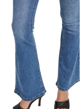 Jeans Vila Ekko Alargado Azul Para Mulher