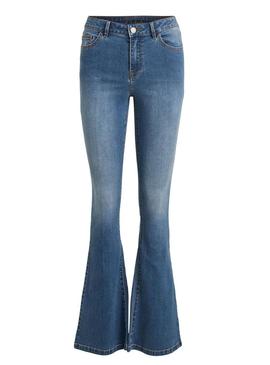 Jeans Vila Ekko Alargado Azul Para Mulher