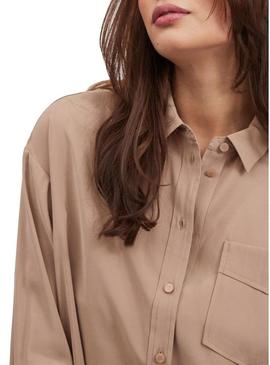 Camisa Vila Polinea Oversize Marron Para Mulher