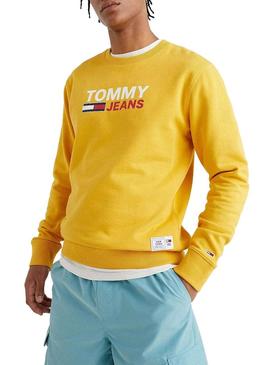 Sweat Tommy Jeans Corp Logo Amarelo Homem