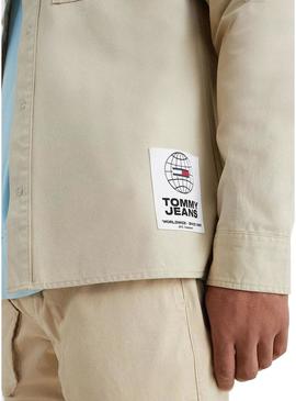 Overshirt Tommy Jeans Soft Solid Bege Homem