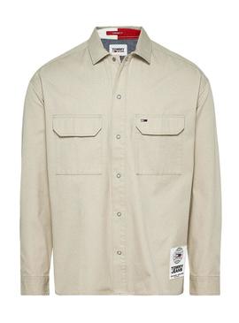 Overshirt Tommy Jeans Soft Solid Bege Homem