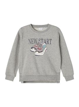 Sweat Name It Bilotte Cinza para Menina