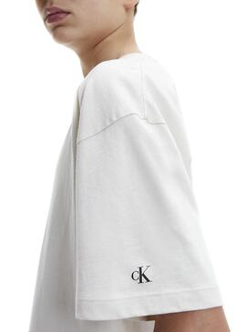 T-Shirt Calvin Klein Stack Logo Branco para Menino