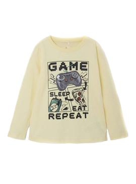 T-Shirt Name It Borris Bege para Menino