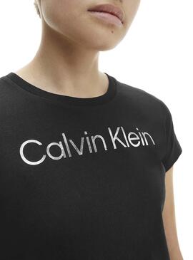 T-Shirt Calvin Klein Inst Silver Slim Preto Menina