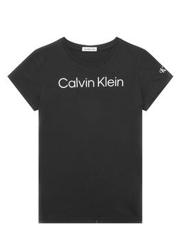 T-Shirt Calvin Klein Inst Silver Slim Preto Menina
