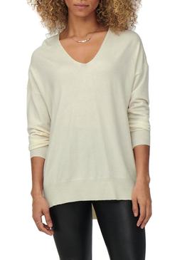 Camisola Only Lely Cuello V Branco para Mulher