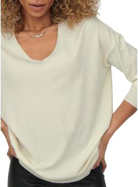 Camisola Only Lely Cuello V Branco para Mulher