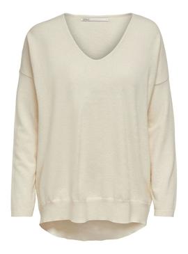 Camisola Only Lely Cuello V Branco para Mulher