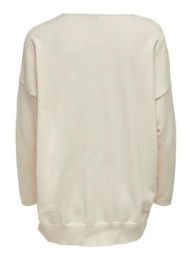 Camisola Only Lely Cuello V Branco para Mulher