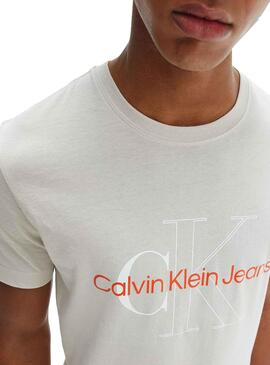 T-Shirt Calvin Klein Dois Tons Monogram Bege